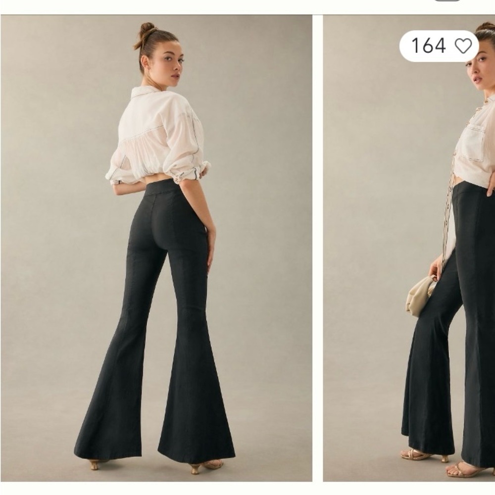 Maeve Black Boot-Cut Flare Pants Anthropologie